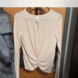 Lululemon Athletica Cream Long Sleeve Tie Front Blouse